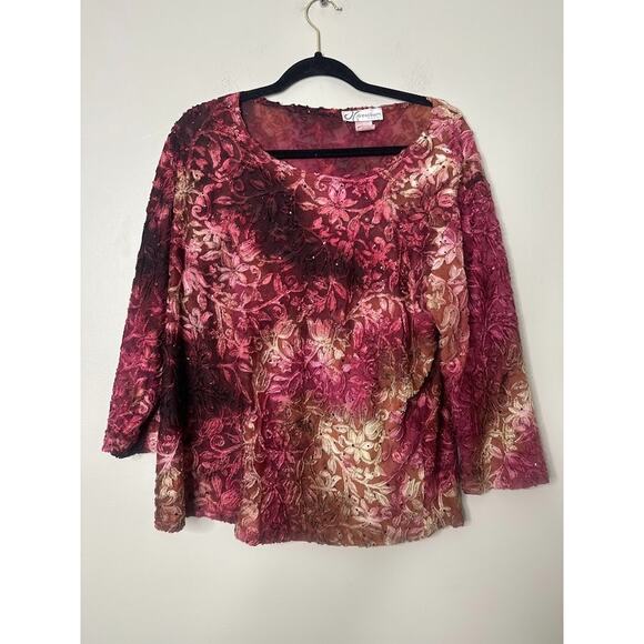 Vintage Dressbarn Woman Top 1X Velvet Burnout Whimsigoth Autumn Fairy Stretch - Picture 1 of 7
